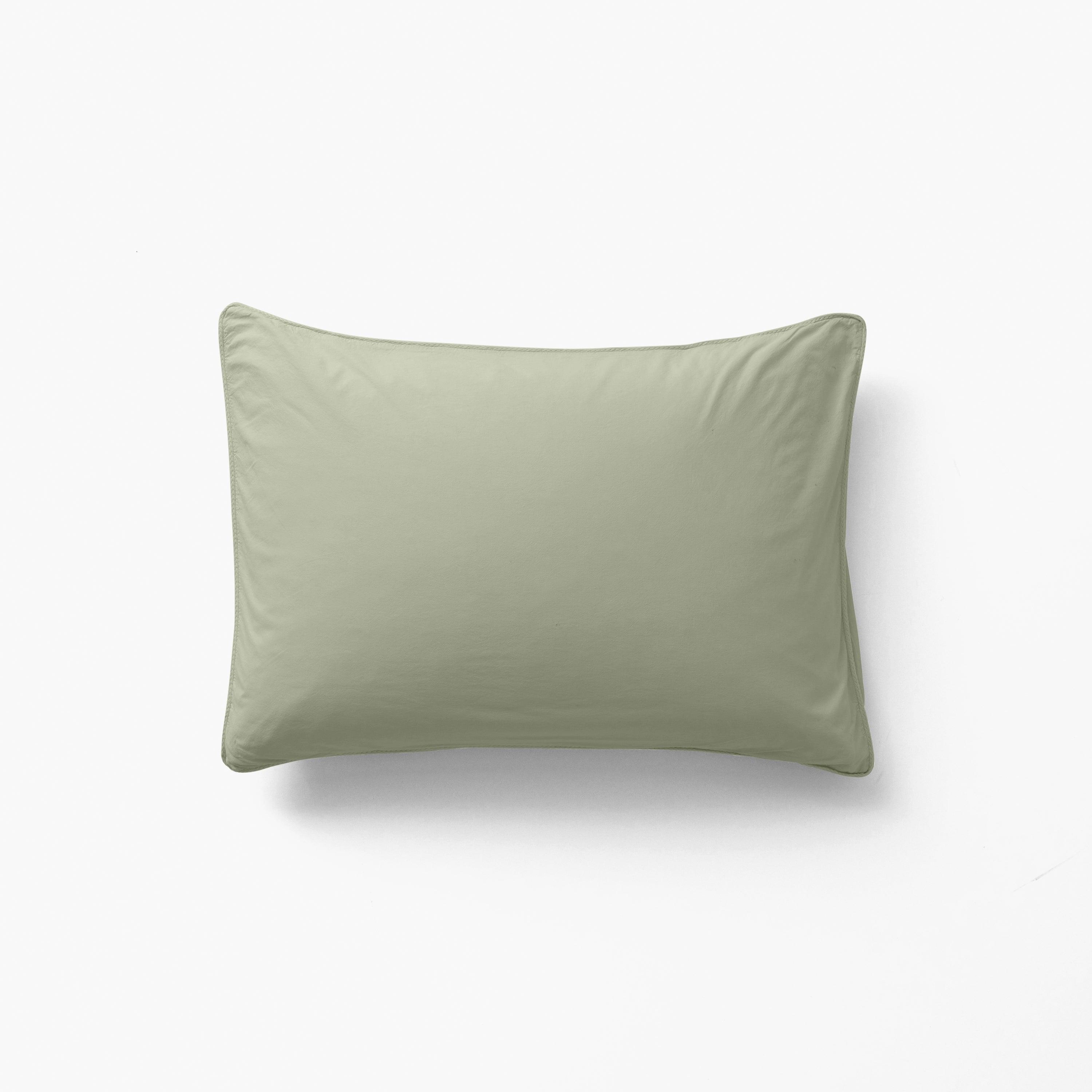 Rectangular Pillowcase in Pure Organic Washed Cotton Souffle Sage Carre Blanc Canada Sage 20 x 28