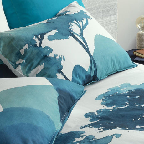 Evasion fresco landscape print square percale cotton pillow case - Carré Blanc Canada