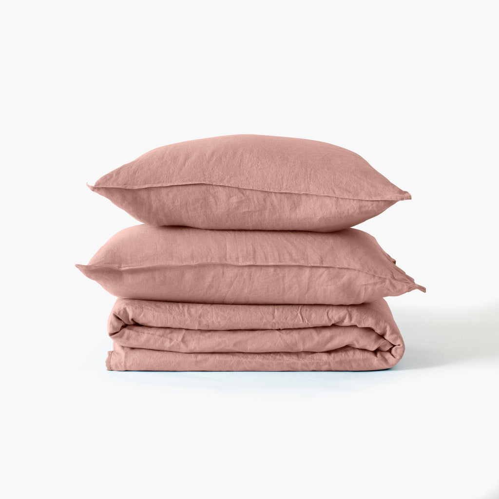 Songe Ash Pink Duvet Cover in Linen and Washed Cotton - Carré Blanc Canada