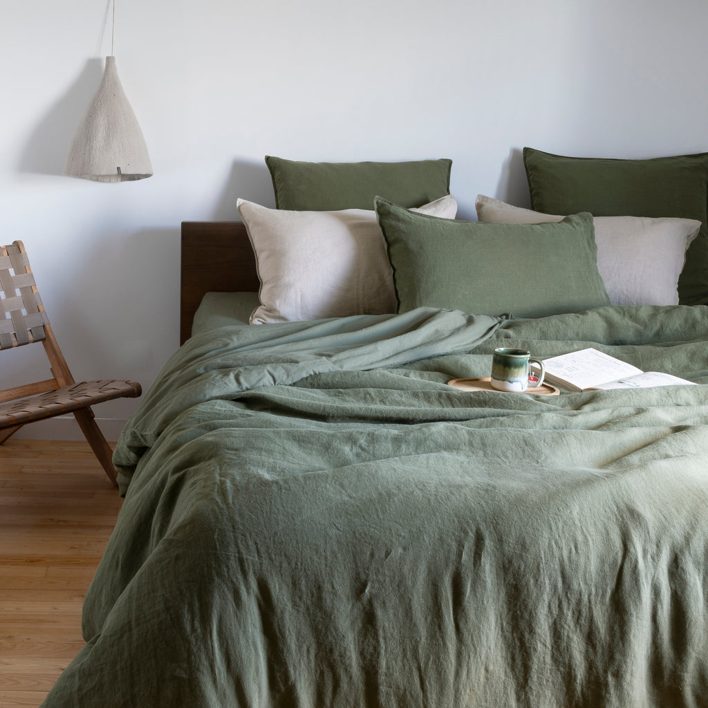 Songe Rectangular Pillowcase Washed Linen and Cotton Bocage - Carré Blanc Canada