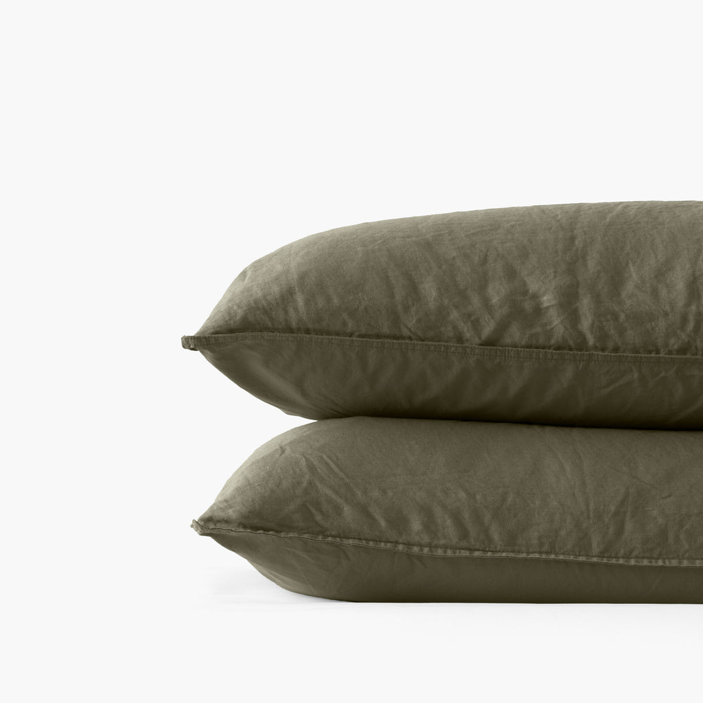 Songe Rectangular Pillowcase Washed Linen and Cotton Bocage - Carré Blanc Canada