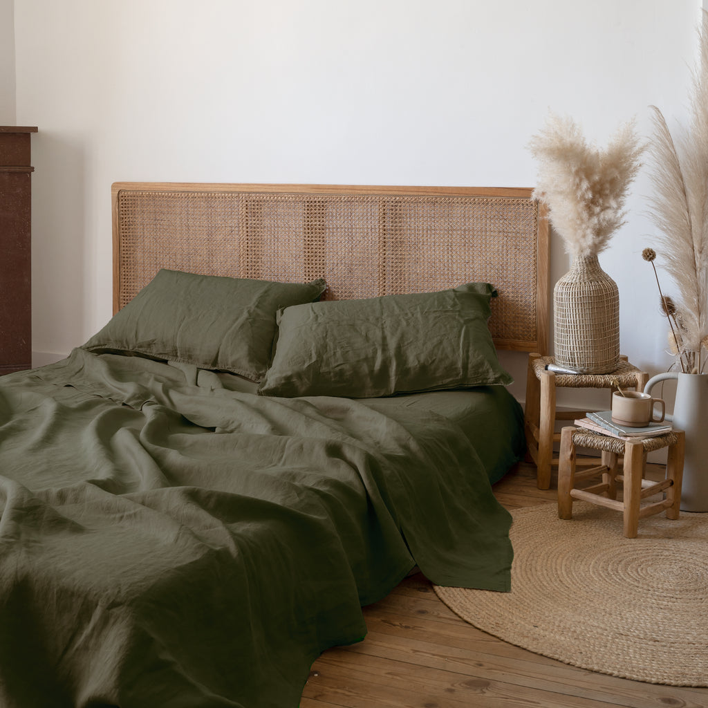 Songe Washed Linen Flat Sheet - Bocage - Carré Blanc Canada