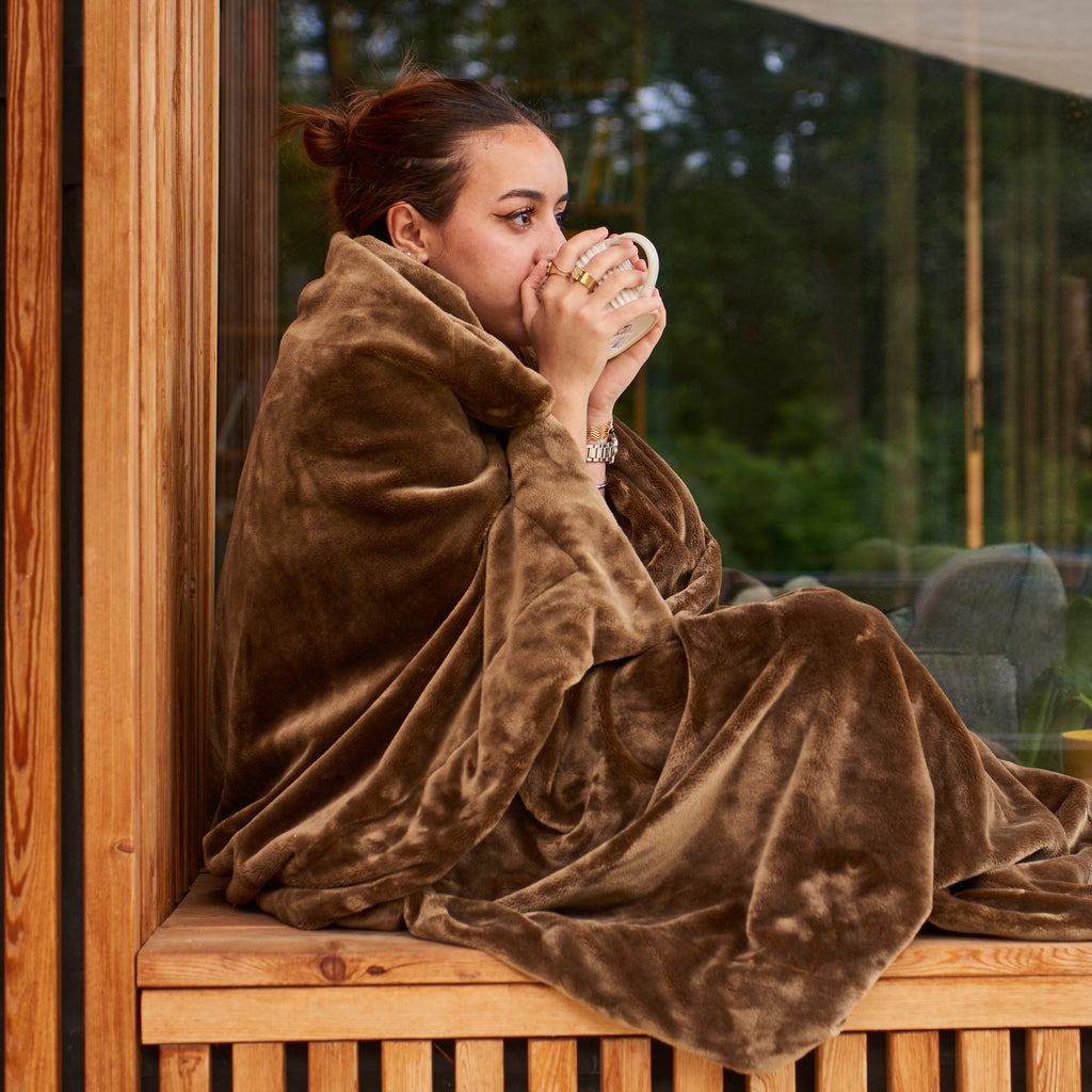Oslo Bronze Polar Fleece Blanket - Carré Blanc Canada