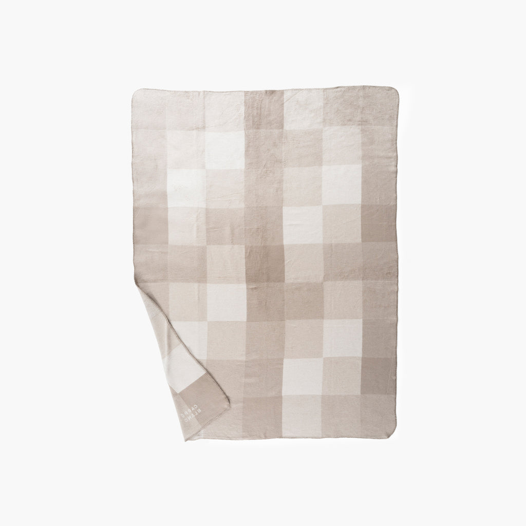 Adret Plaid Cotton Blanket - Beige - Carré Blanc Canada