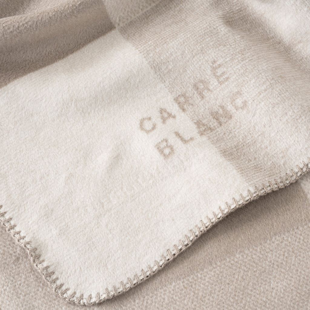 Adret Plaid Cotton Blanket - Beige - Carré Blanc Canada