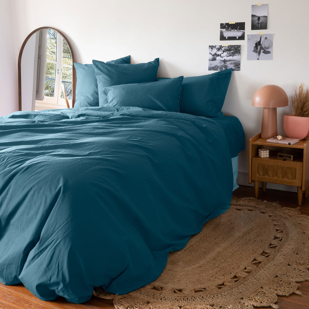 Rectangular Pillowcase in Cotton Percale Neo Prussian Blue - Carré Blanc Canada