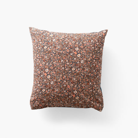Square Pillowcase in Cotton Percale Neo Prussian Blue Floral - Carré Blanc Canada