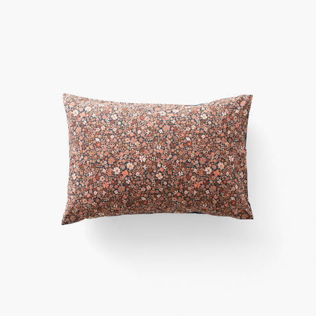 Rectangular Pillowcase in Cotton Percale Neo Prussian Blue Floral - Carré Blanc Canada