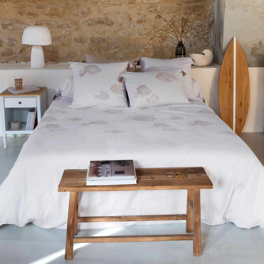 Amorgos Duvet Cover Presented on a Bed