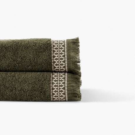 Villasol Khaki Green Cotton Bath Towel - Carré Blanc Canada