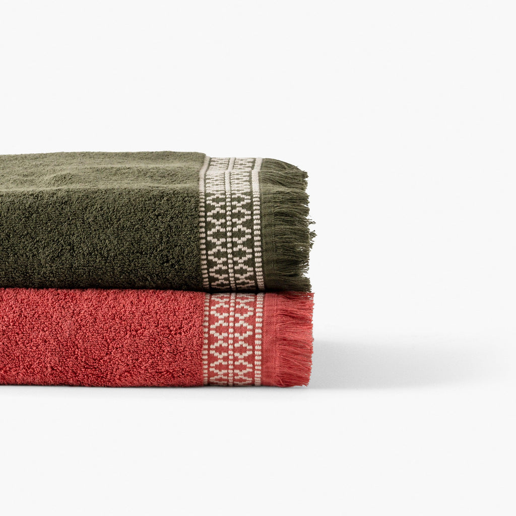 Villasol Khaki Green Cotton Bath Towel - Carré Blanc Canada