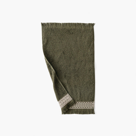 Villasol Khaki Green Cotton Guest Towel - Carré Blanc Canada