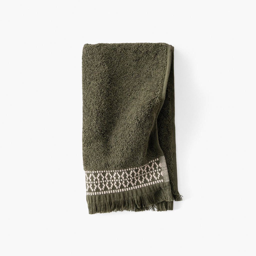 Villasol Khaki Green Cotton Guest Towel - Carré Blanc Canada
