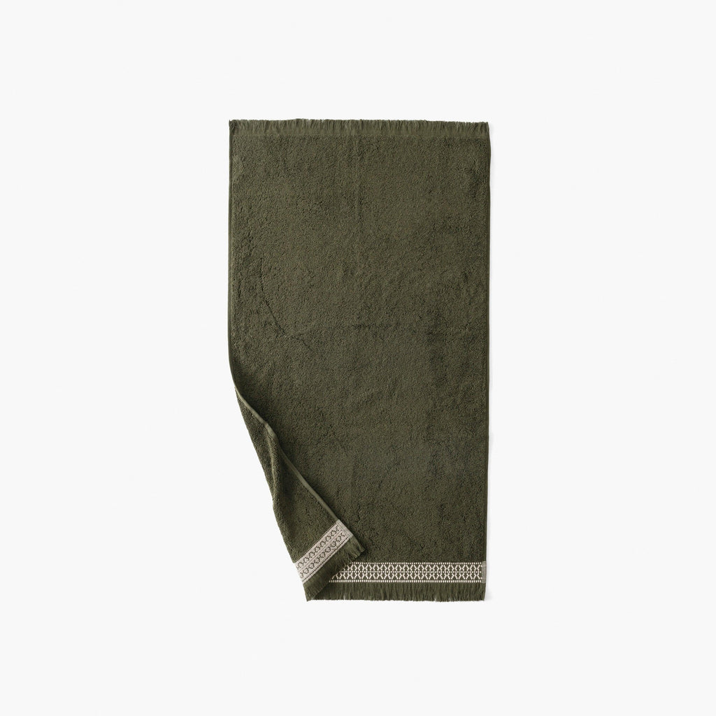 Villasol Khaki Green Cotton Bath Towel - Carré Blanc Canada