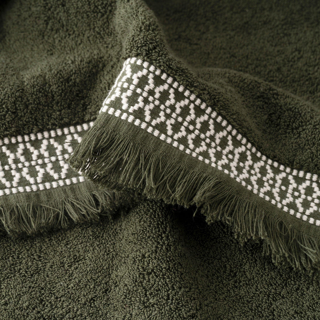 Villasol Khaki Green Cotton Bath Towel - Carré Blanc Canada