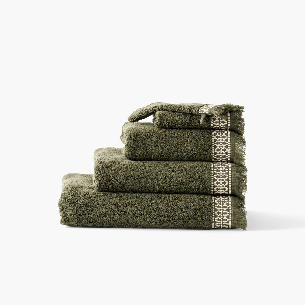 Villasol Khaki Green Cotton Bath Towel - Carré Blanc Canada