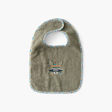 Playful Khaki Cotton Mini Bib - Carré Blanc Canada