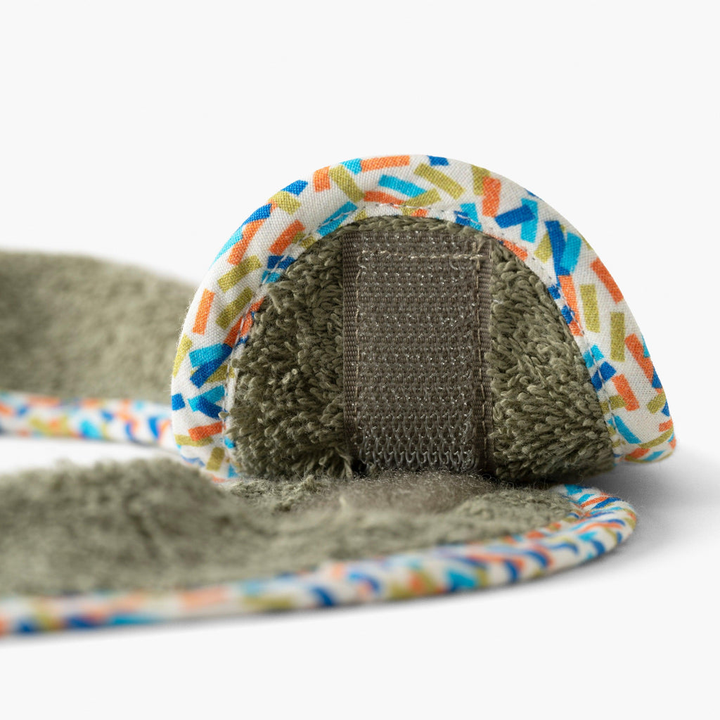 Playful Khaki Cotton Mini Bib - Carré Blanc Canada