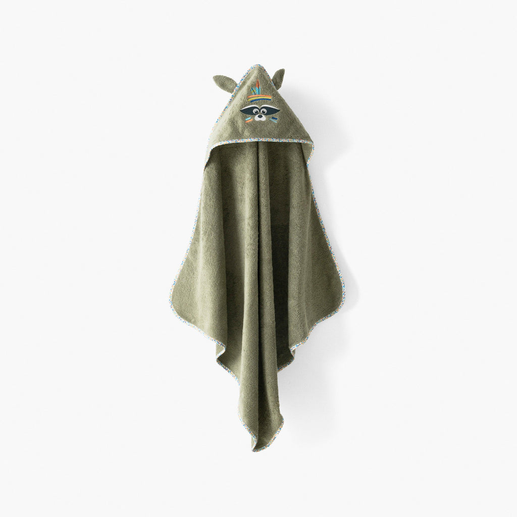 Playful Khaki Cotton Bath Cape - Carré Blanc Canada