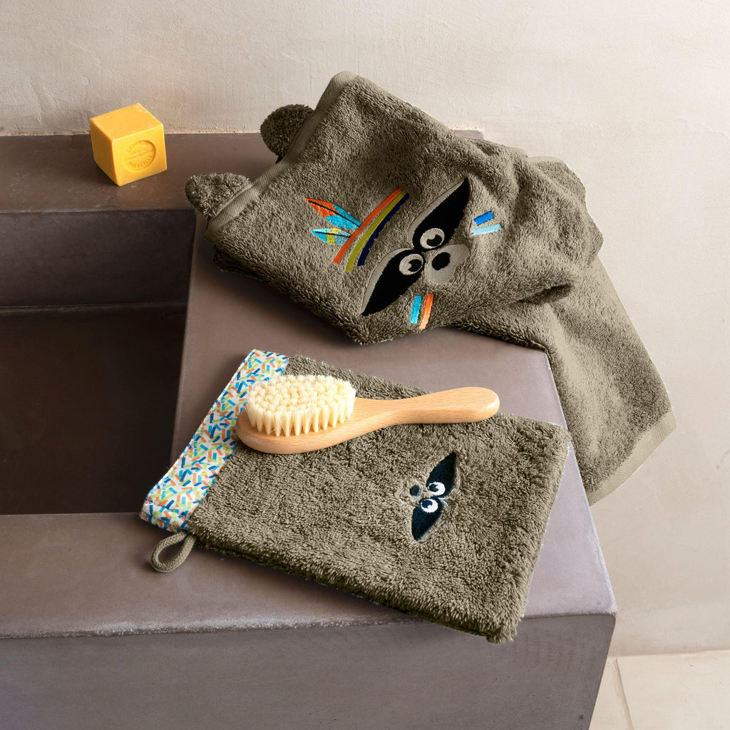 Playful Khaki Cotton Towel - Carré Blanc Canada
