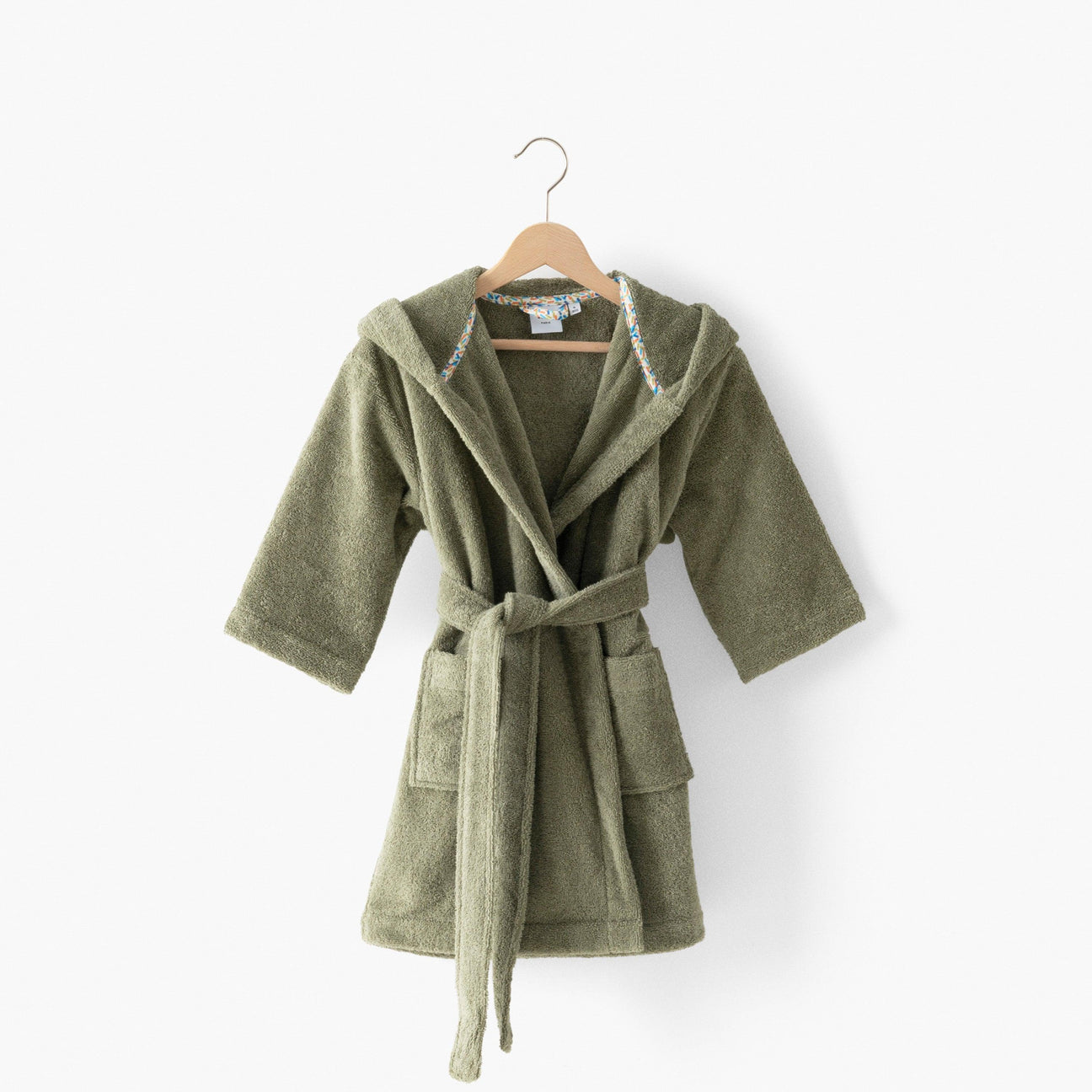 Playful Khaki Cotton Children's Bathrobe - Carré Blanc Canada