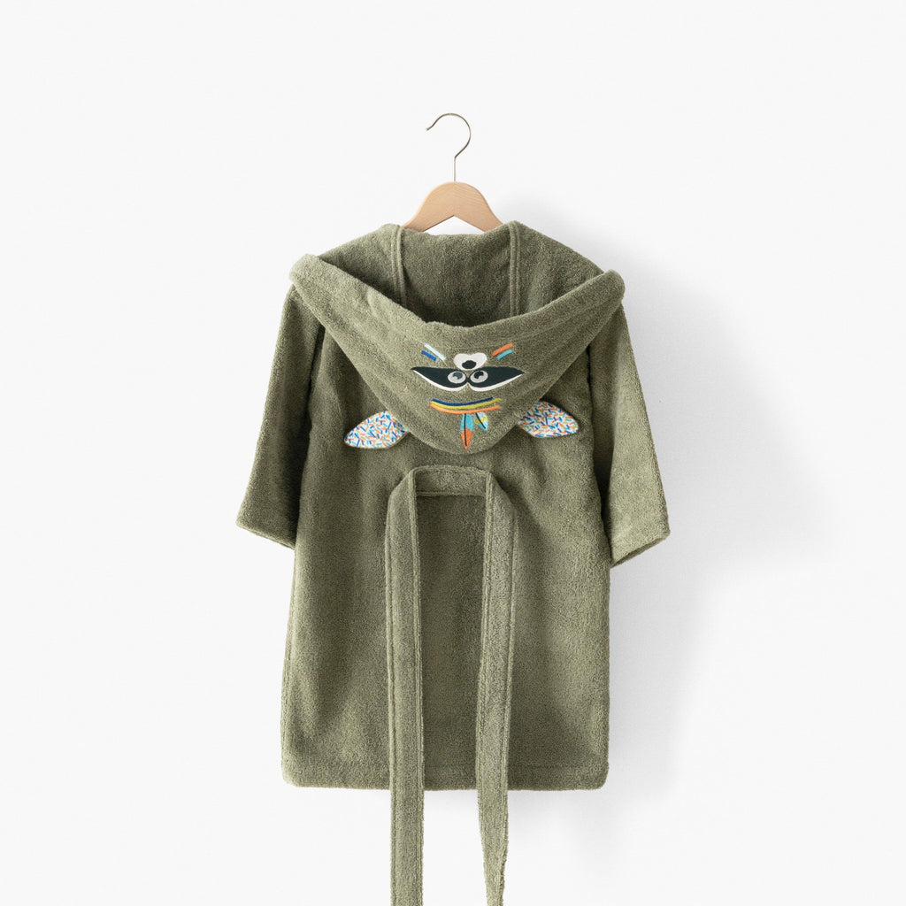 Playful Khaki Cotton Children's Bathrobe - Carré Blanc Canada