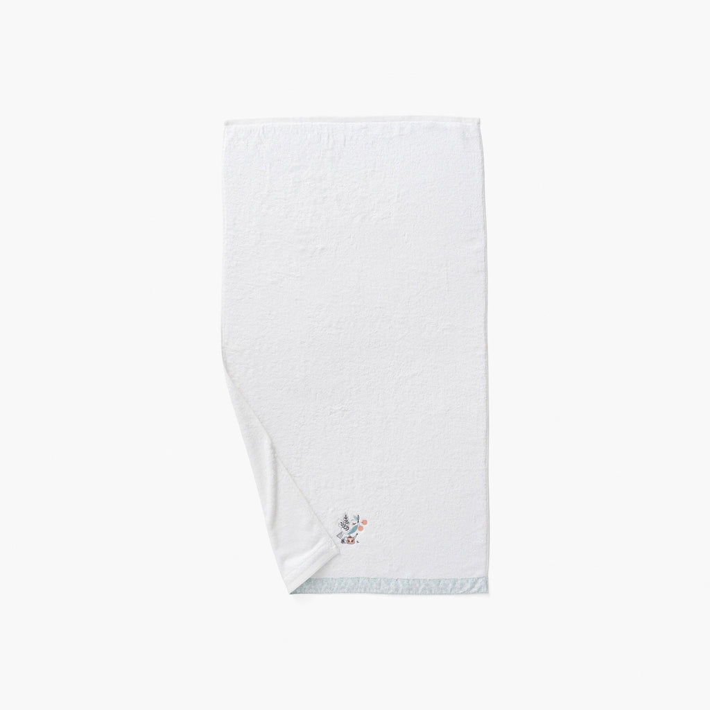 Towel Organic Cotton Jardine White - Carré Blanc Canada