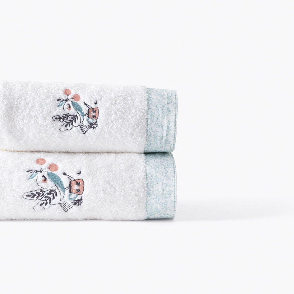 Towel Organic Cotton Jardine White - Carré Blanc Canada