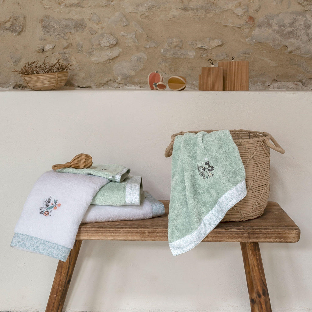 Towel Organic Cotton Jardine White - Carré Blanc Canada