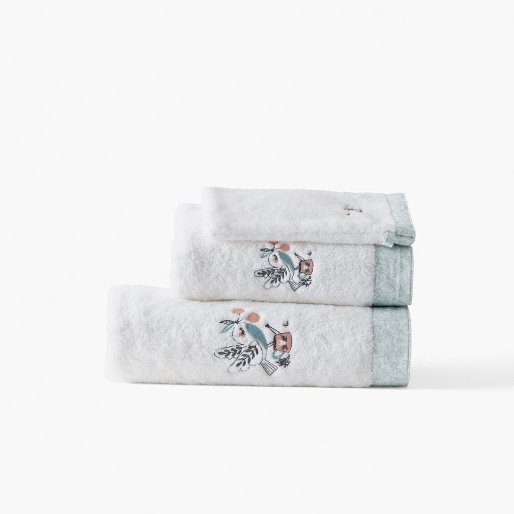 Towel Organic Cotton Jardine White - Carré Blanc Canada