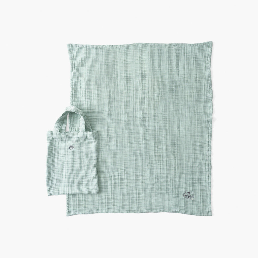 Organic Cotton Gauze Diaper Bag And Changing Mat Jardine Almond - Carré Blanc Canada