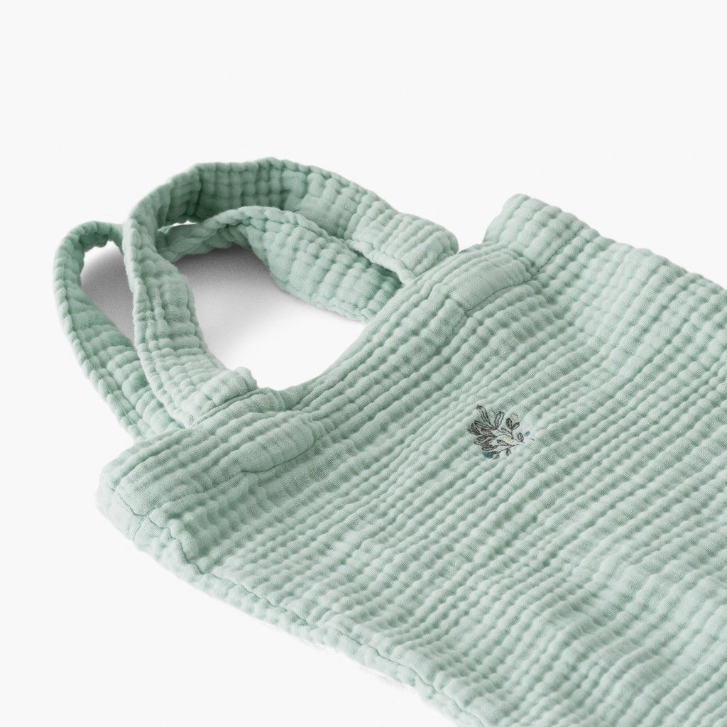 Organic Cotton Gauze Diaper Bag And Changing Mat Jardine Almond - Carré Blanc Canada