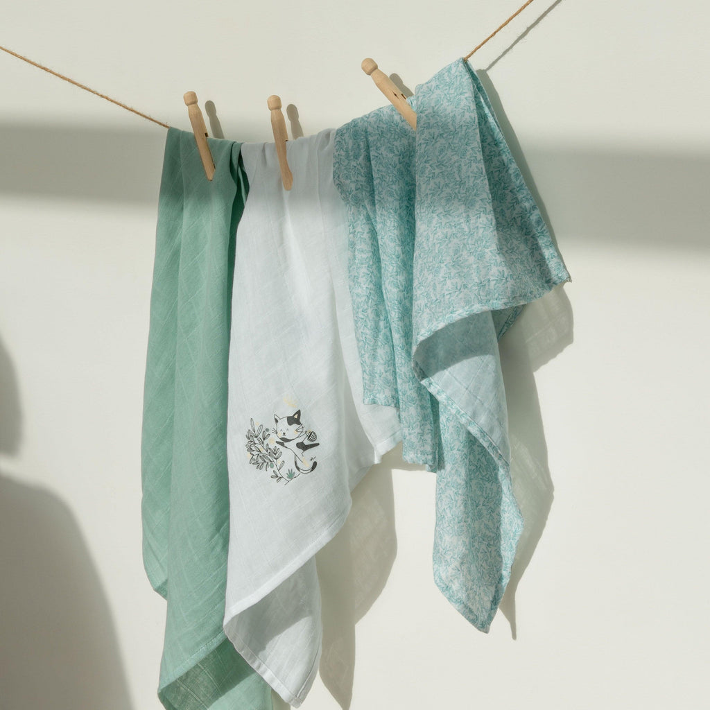 Set Of 3 Jardine Organic Cotton Washcloths - Carré Blanc Canada