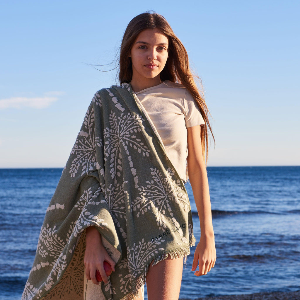 Khaki Cocotier Cotton Turkish Beach Towel - Carré Blanc Canada