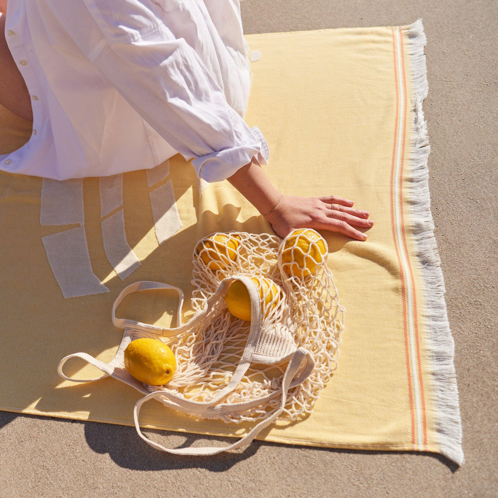 Laplaya Cotton Turkish Beach Towel Yellow - Carré Blanc Canada