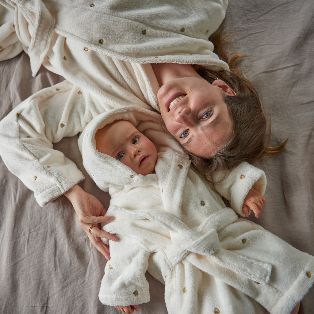 Amore Beige Women's Cotton Bathrobe - Carré Blanc Canada