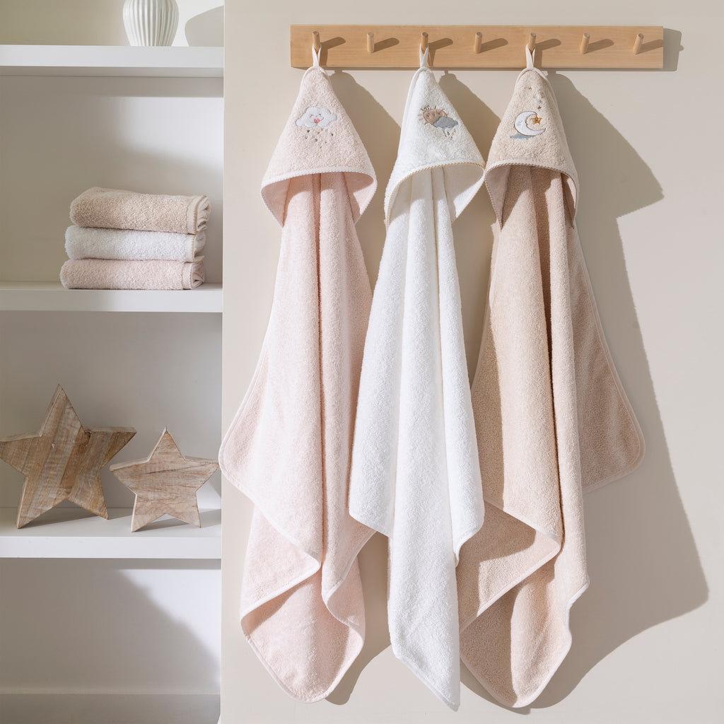 Bienvenue Beige Cotton Bath Cape - Carré Blanc Canada