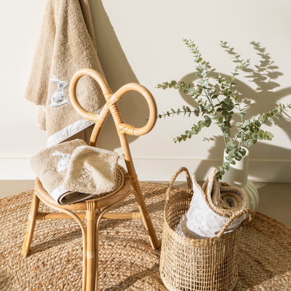 Merveille Beige Cotton Bath Towel - Carré Blanc Canada