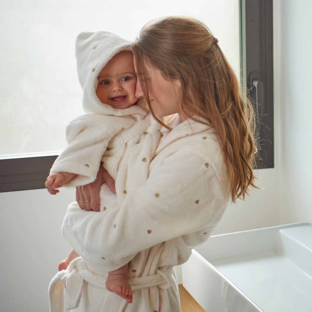 Amore Children's Cotton Bathrobe - Ivory - Carré Blanc Canada