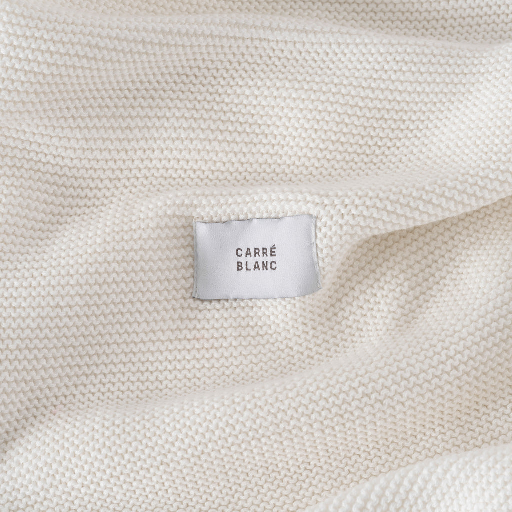 Bienvenue White Children's Knitted Blanket - Carré Blanc Canada
