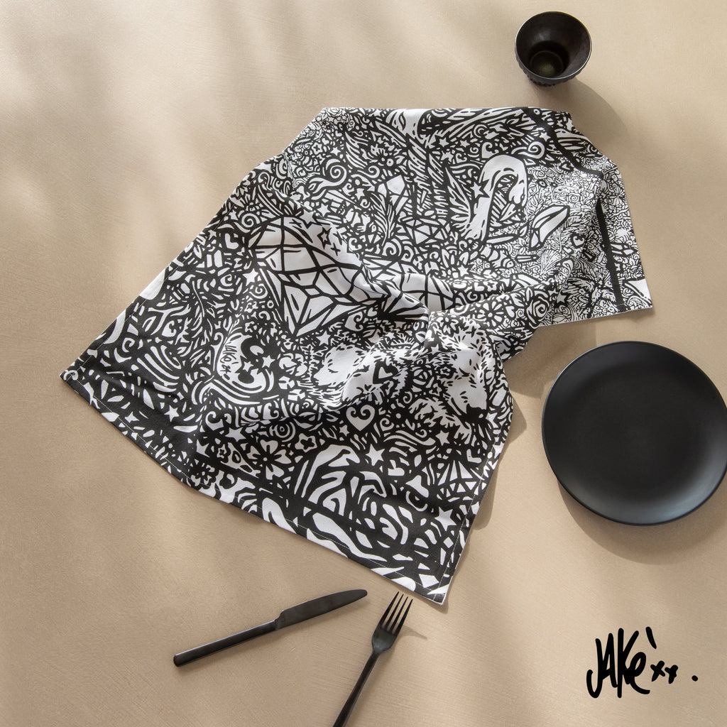 Jake24 X Carré Blanc Black Cotton Kitchen Towel - Carré Blanc Canada
