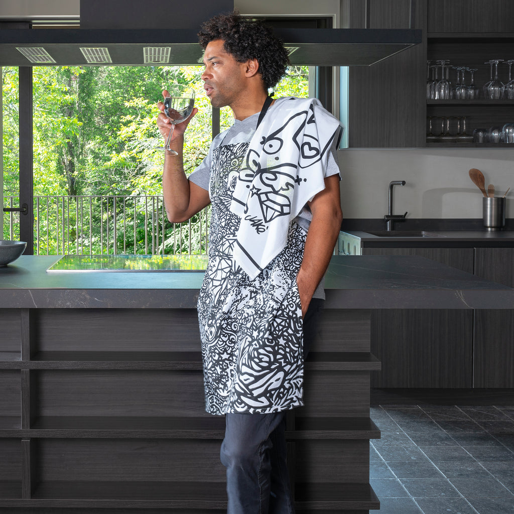 Jake24 X Carré Blanc White Cotton Kitchen Apron - Carré Blanc Canada