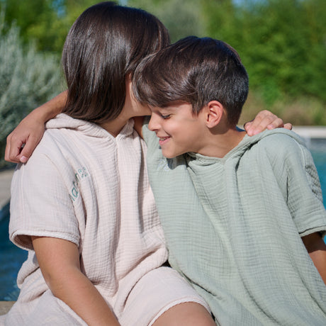 Lino Cotton Poncho - Sage - 4