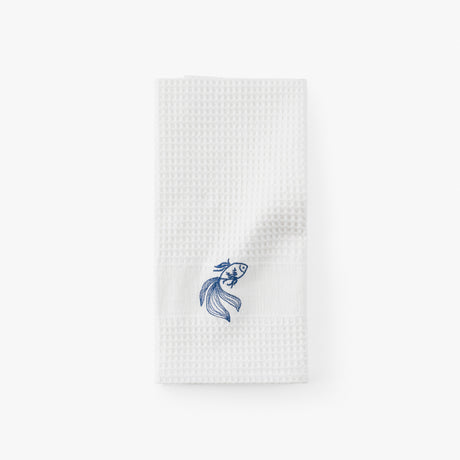 Halfmoon white honeycomb cotton tea towel
 White - 1