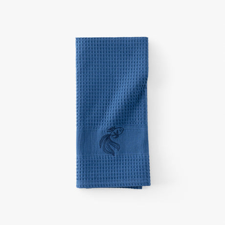 Halfmoon honeycomb cotton tea towel
 Indigo - 1