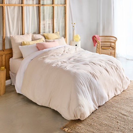 Zéphire Cotton Duvet Cover - Dune/Daisy - 1