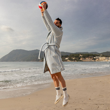 Combo Cotton Unisex Bathrobe - Navy - Sky Blue - 5