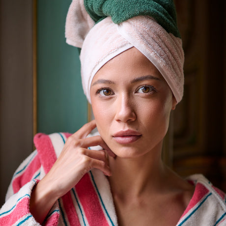 Lysiris Cotton Face Towel - Green/Orange - 7