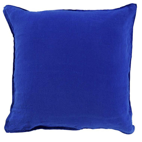 Square Pillowcase in Washed Linen Songe Cobalt - Carré Blanc Canada