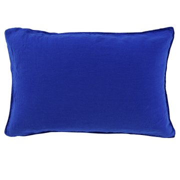 Rectangular Pillowcase in Washed Linen Songe Cobalt - Carré Blanc Canada